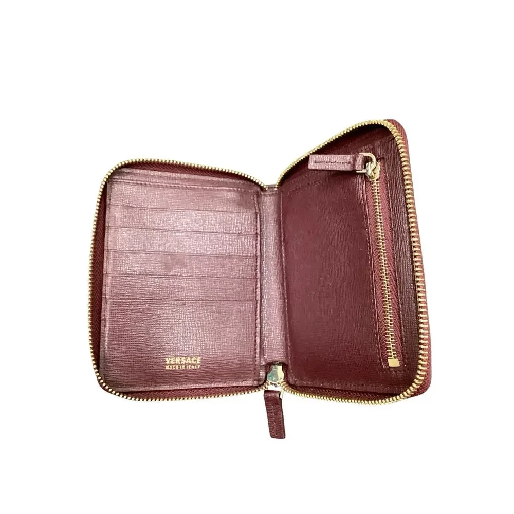 Versace Wallet Women’s 1Size Saffiano Leather Medusa Bifold Wallet Burgundy/Wine